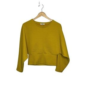 Aritzia Babaton Women's Size Small Ribbed Batwing Style Pullover Sweater Yellow